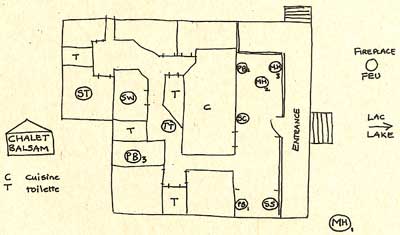 plan of Chalet Balsam showing location of installations in and around Chalet Balsam